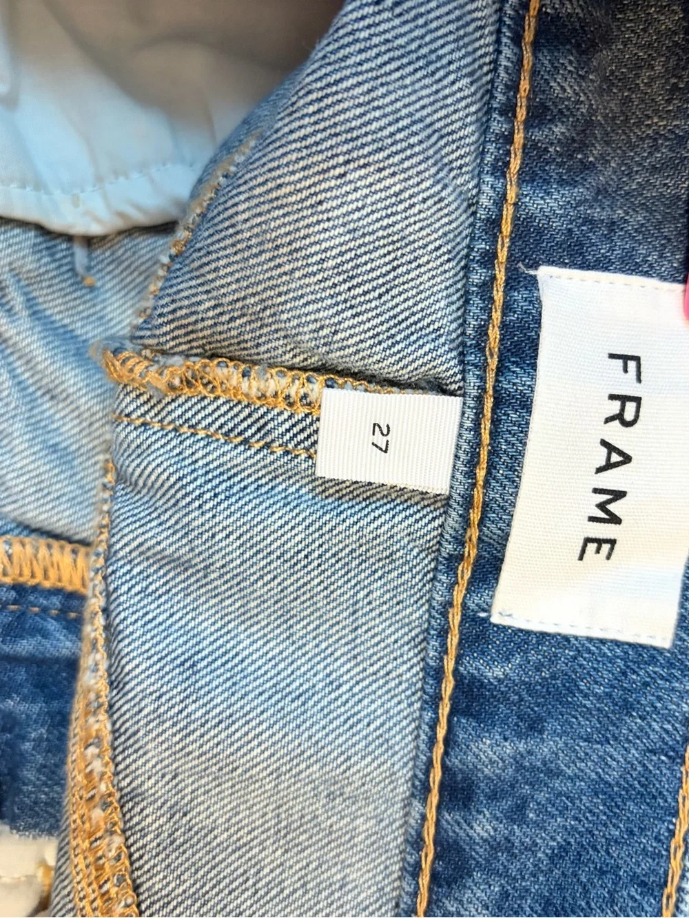 FRAME Denim Midi Skirt Blue Cloud Size 27 Rodeo Minimalist Luxury